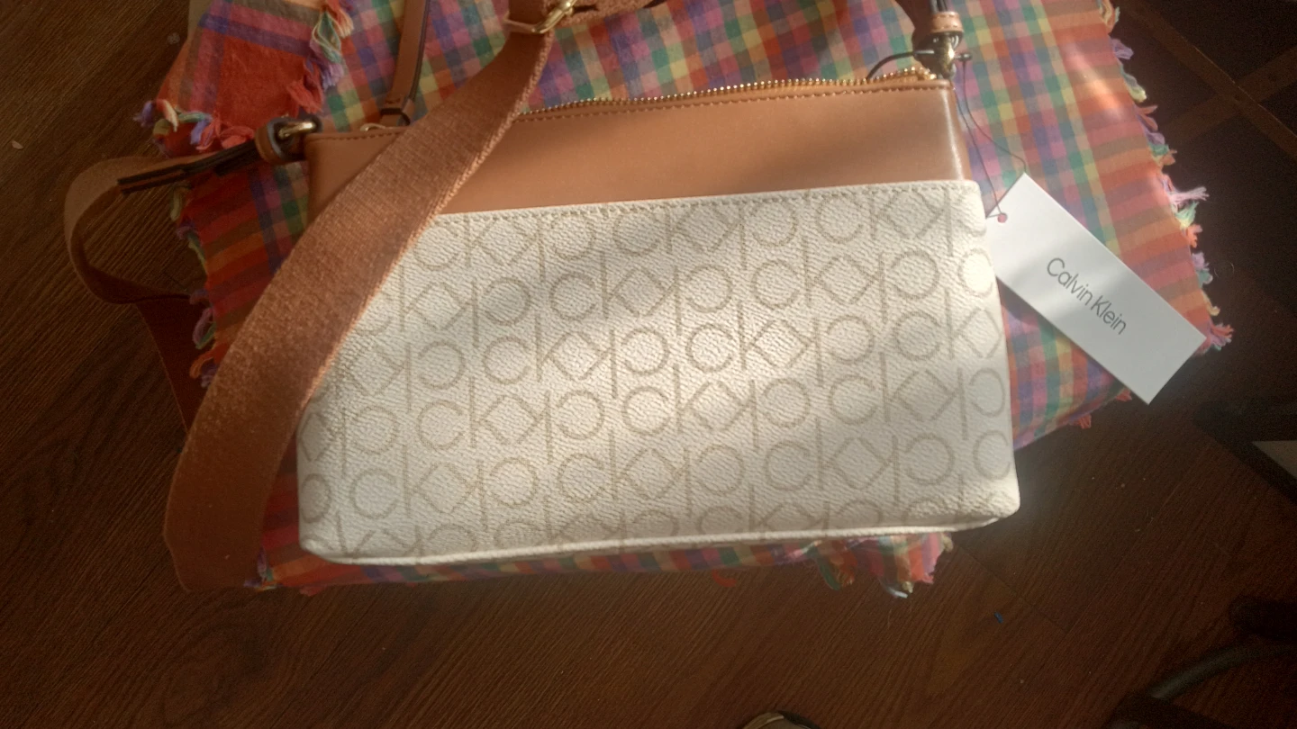 Calvin Klein Crossbody Bag - Tan and White Monogram - photo 2