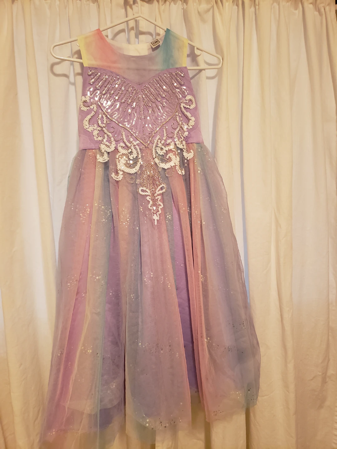 Girls Rainbow Sequin Dress.Fit 9-10 years old