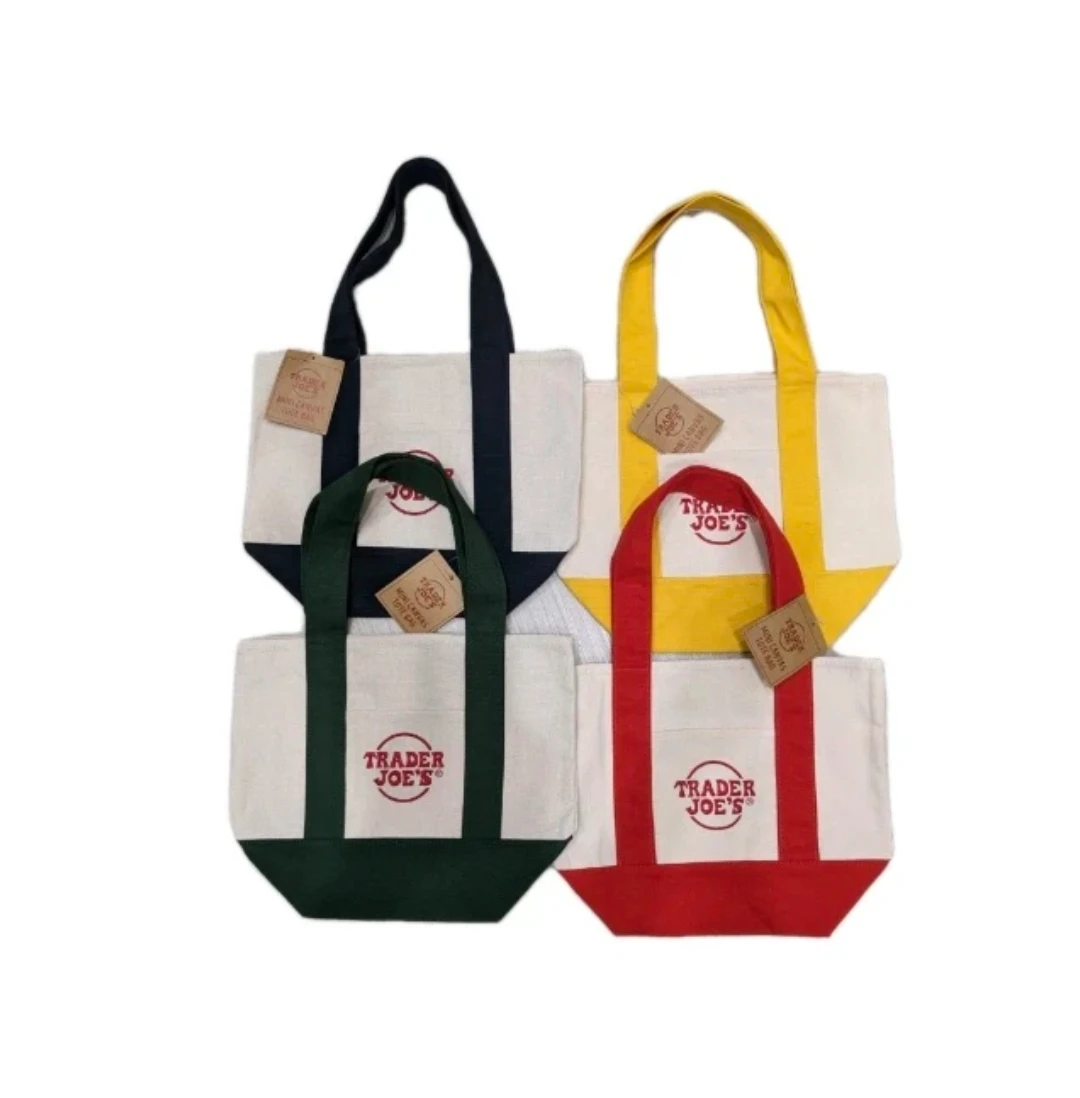 🏆Trader Joe's Mini Canvas Tote Bags - Set of 4