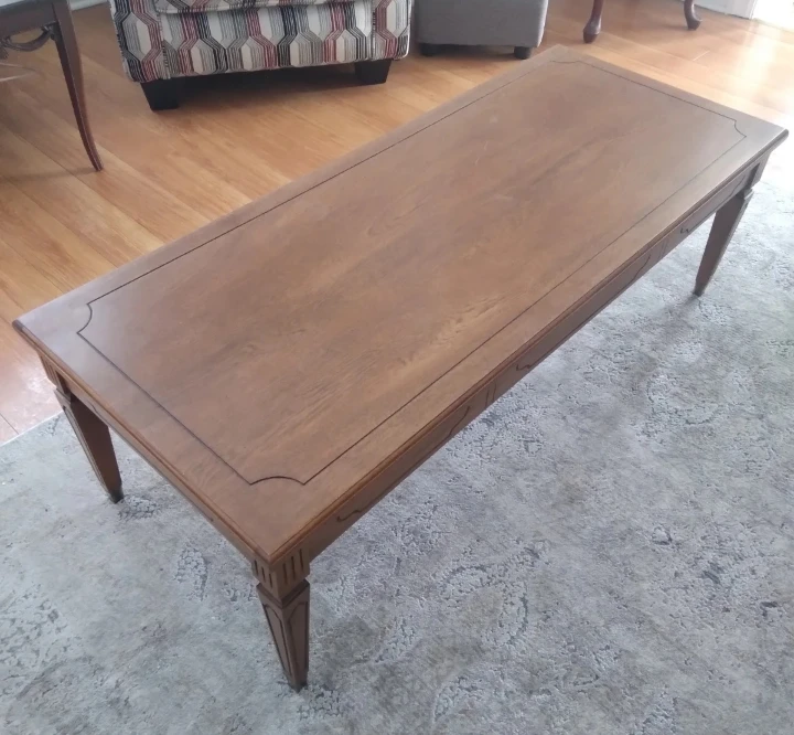 Wooden Coffee Table with Faux Drawer