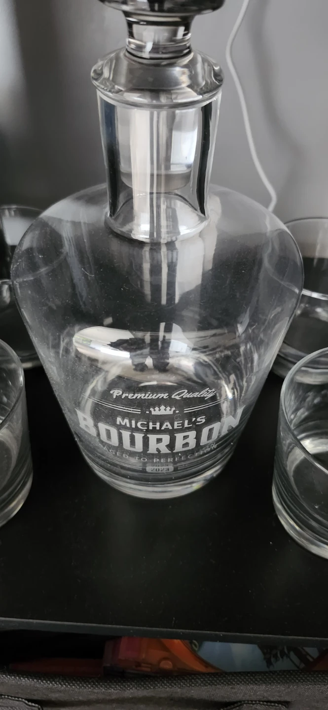 Clear Glass Decanter and 4 Whiskey Glasses Set - photo 2