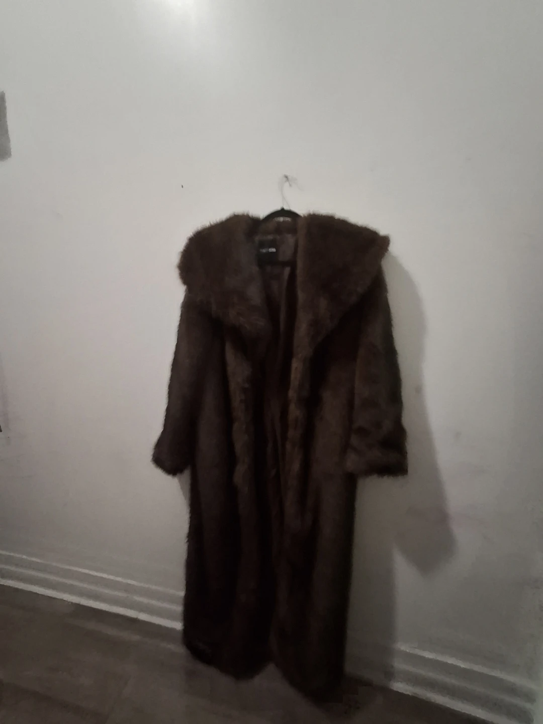 Brown Faux Fur Full Length Coat