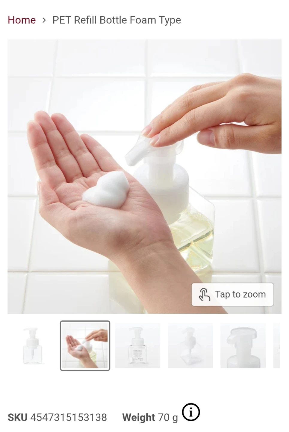 MUJI PET Refill Bottle Foam Type 400ml Clear