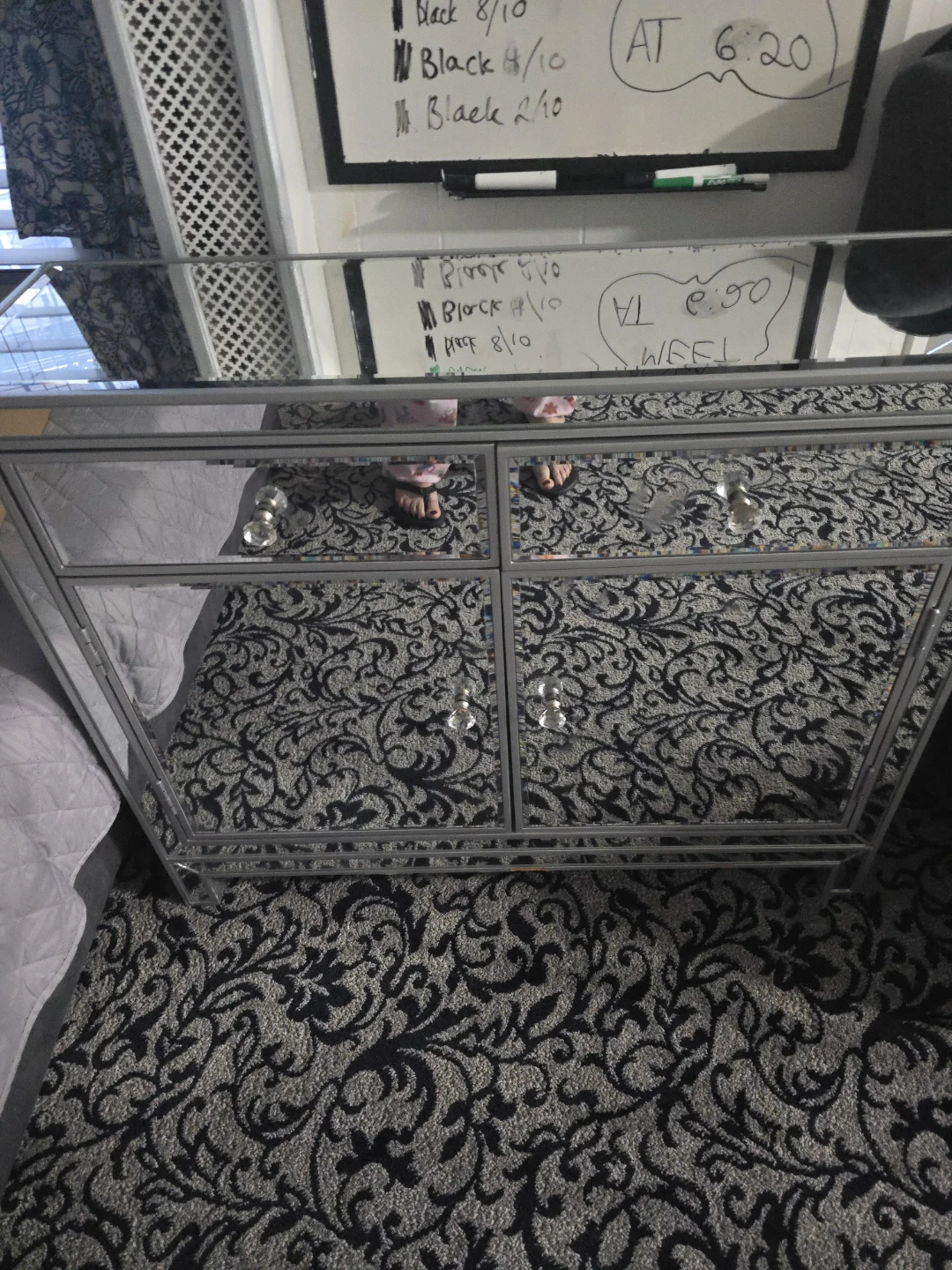 Mirrored Dresser with Crystal Knobs - photo 3
