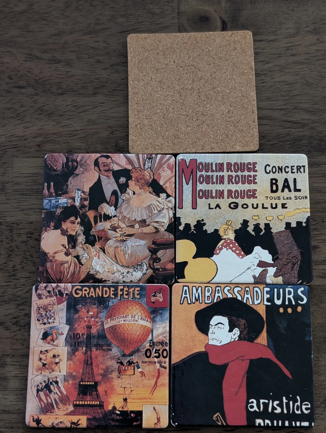 Set of 5 Vintage French Poster Coasters - photo 2