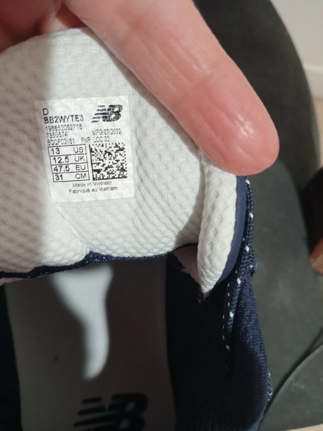 New Balance BB2WYTE3 Navy/White Running Shoes - photo 3