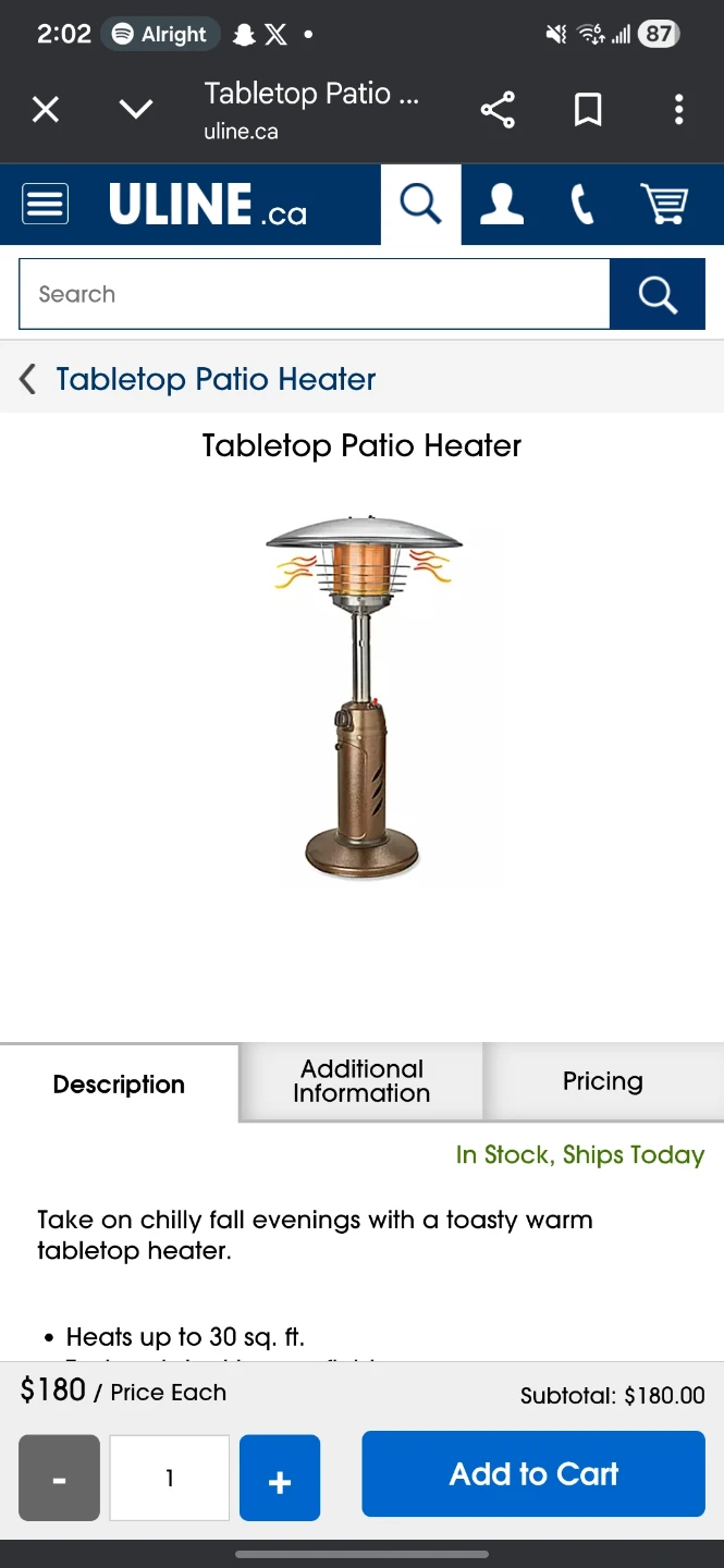 Tabletop Patio Heater - ULINE H-5221 - photo 3