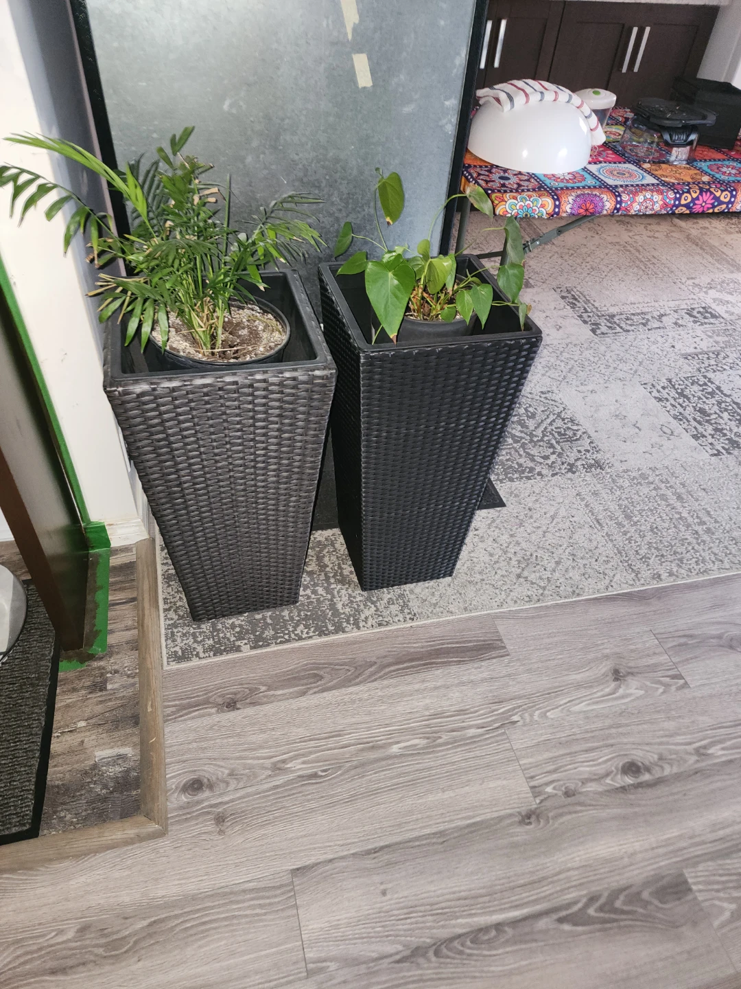 Tall Black Wicker Planters (Set of 2)