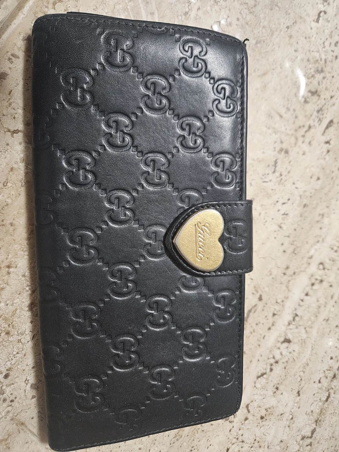 Gucci Black Leather Embossed Wallet