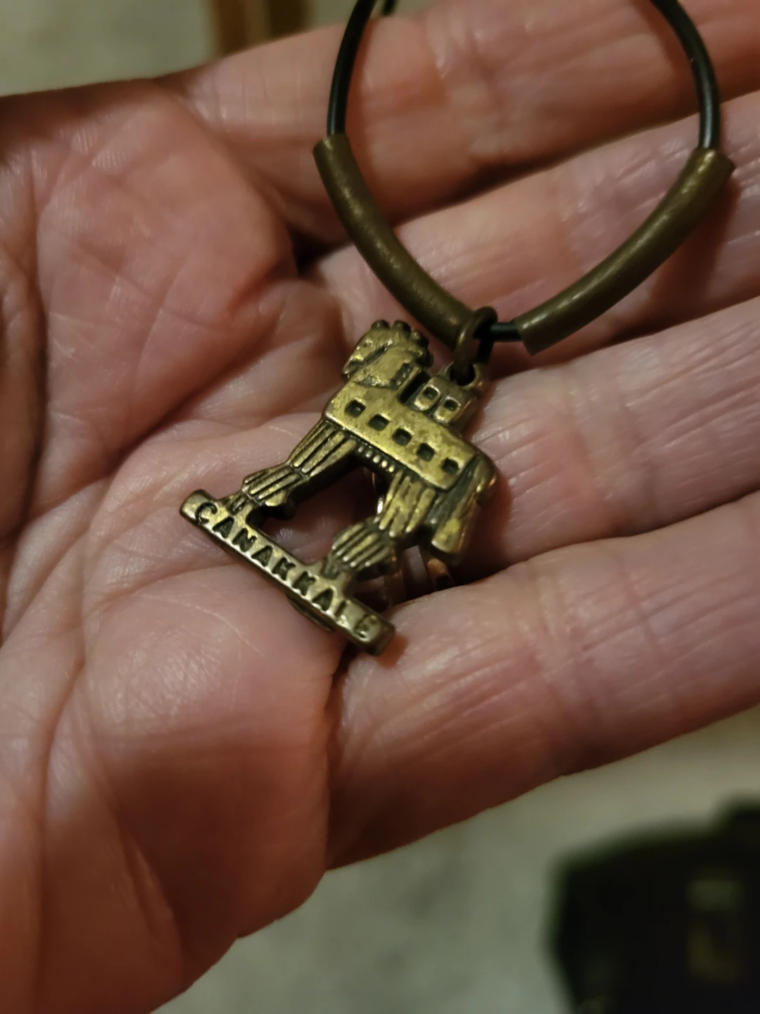 Bronze Tone Trojan Horse Pendant Necklace