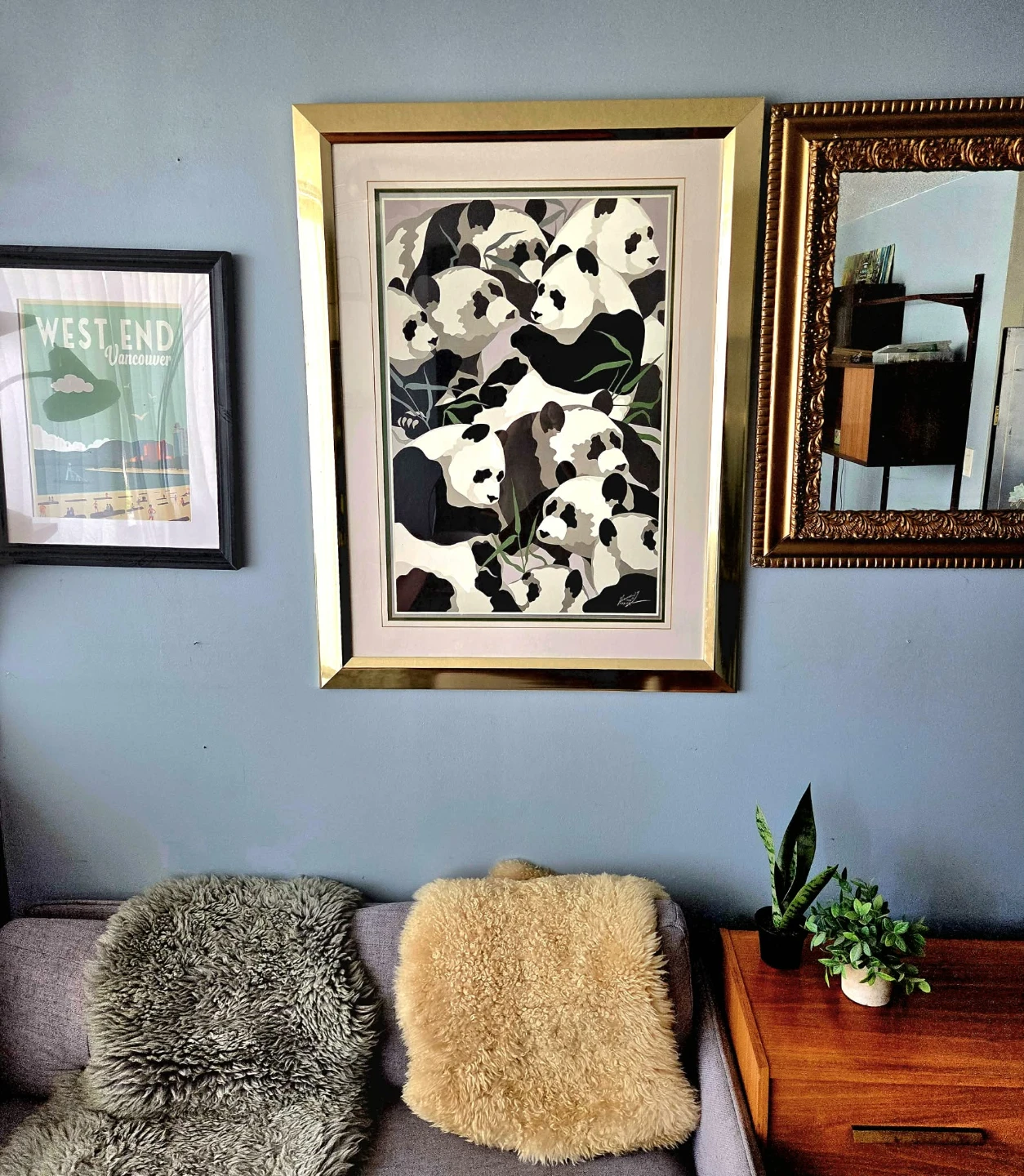 Large Gold Framed Collage Print of Pandas by Tom Taylor 1984 - photo 4