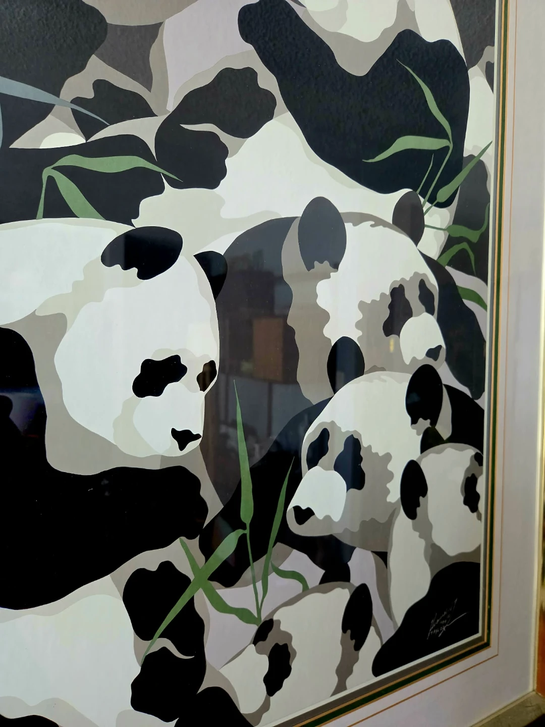 Large Gold Framed Collage Print of Pandas by Tom Taylor 1984 - photo 5