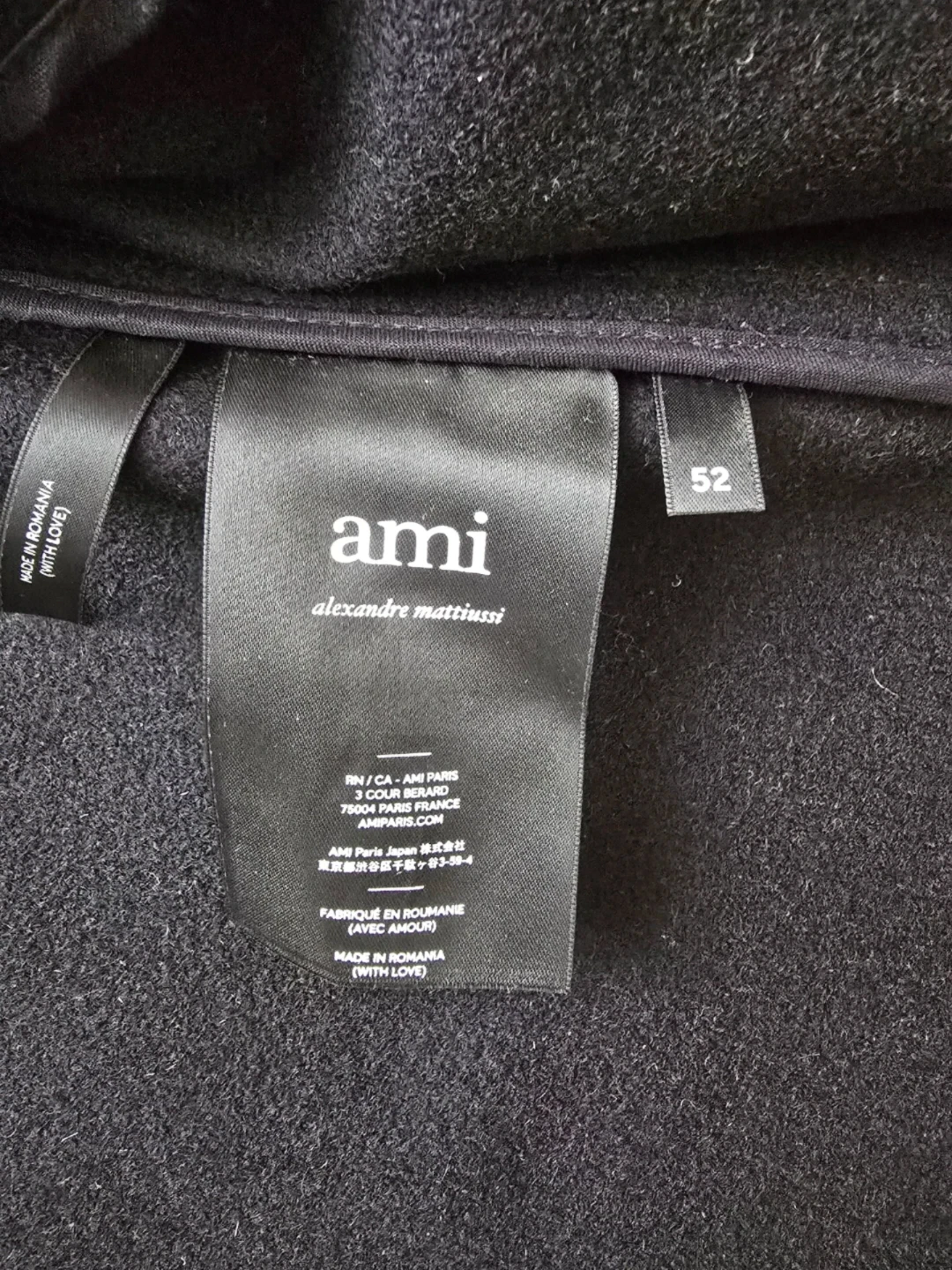 AMI Alexandre Mattiussi Wool Blend Coat Black Size 52 - photo 3