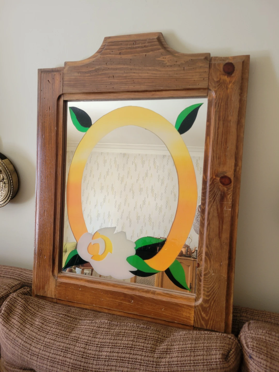 Decorative Oval Mirror with Wood Frame