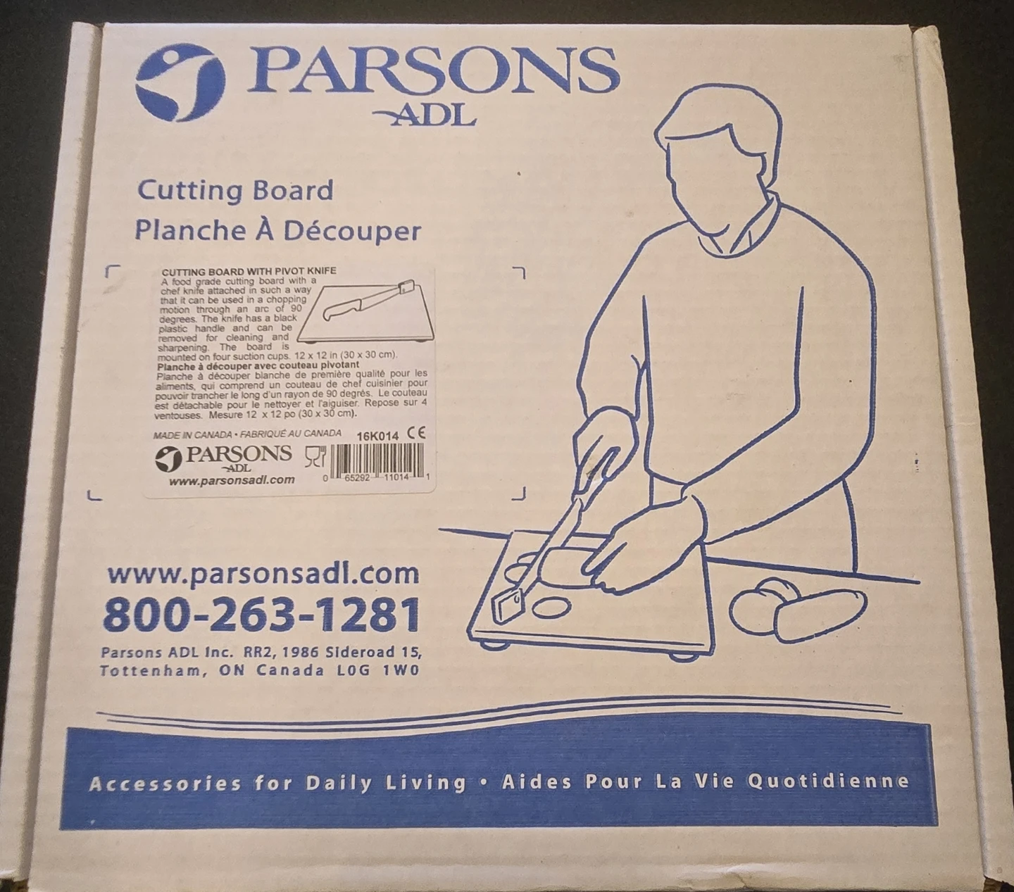 Parsons ADL Cutting Board with Pivot Knife