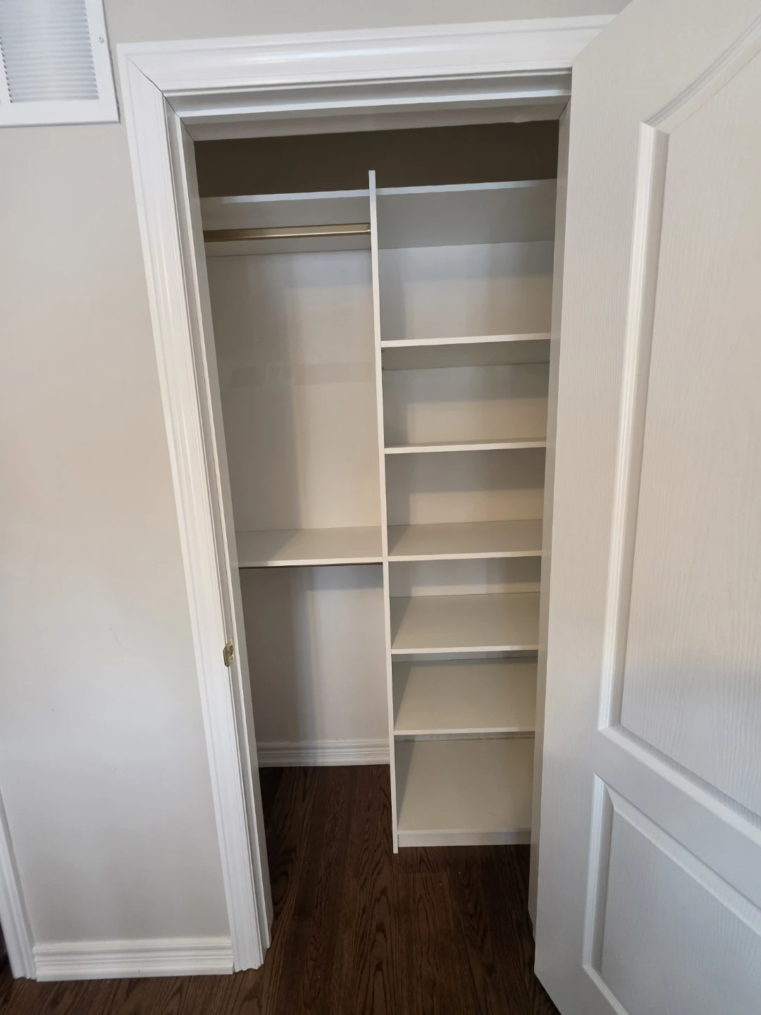 White Storage Shelving Unit with Hanging Rod