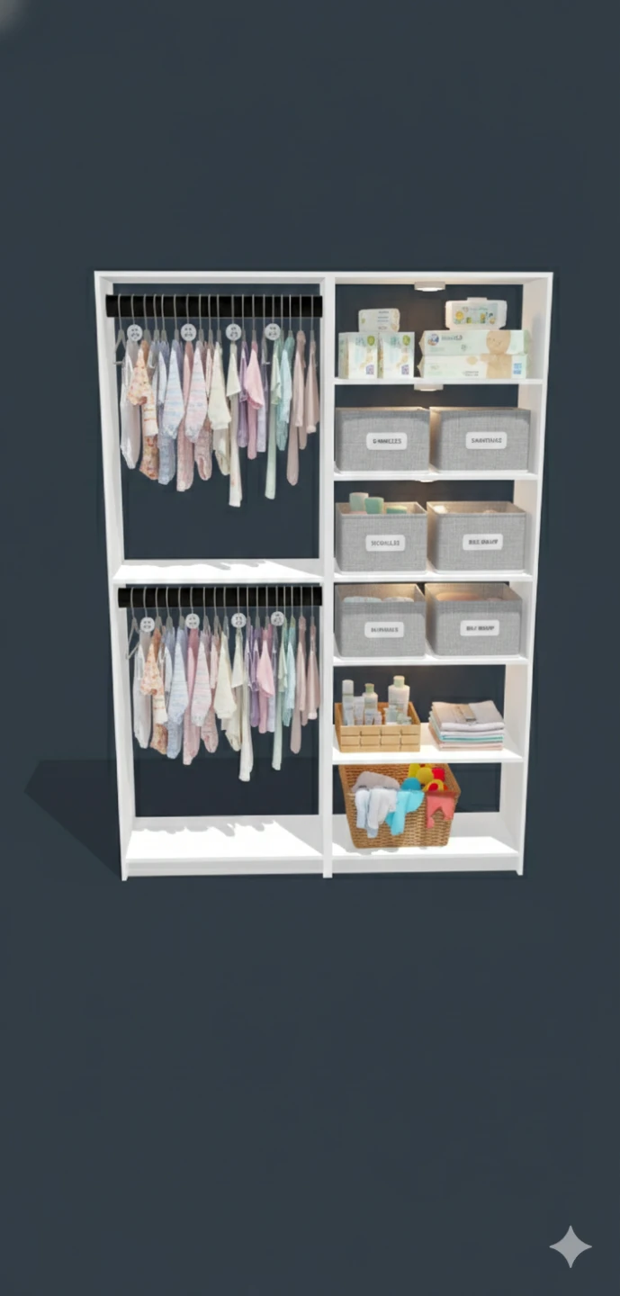 White Storage Shelving Unit with Hanging Rod - photo 2