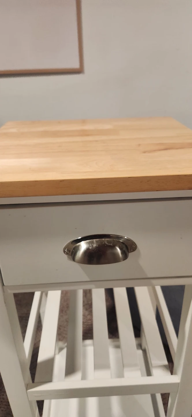 White Kitchen Cart with Wood Top - photo 2