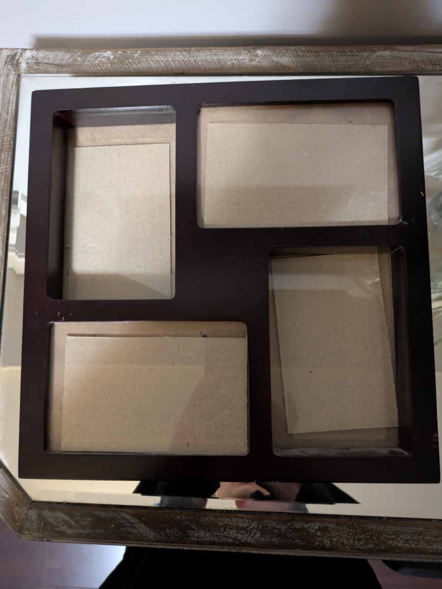🏆 Dark Cherry Wood photo box holds 4 -  3.5 x 5.5in