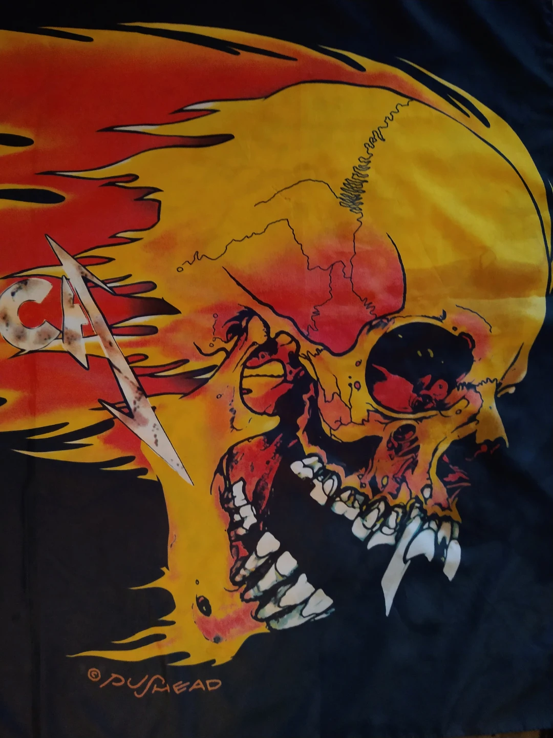 Vintage 2000 Metallica Pushead Flaming SkullTapestry 44"×31" - photo 3