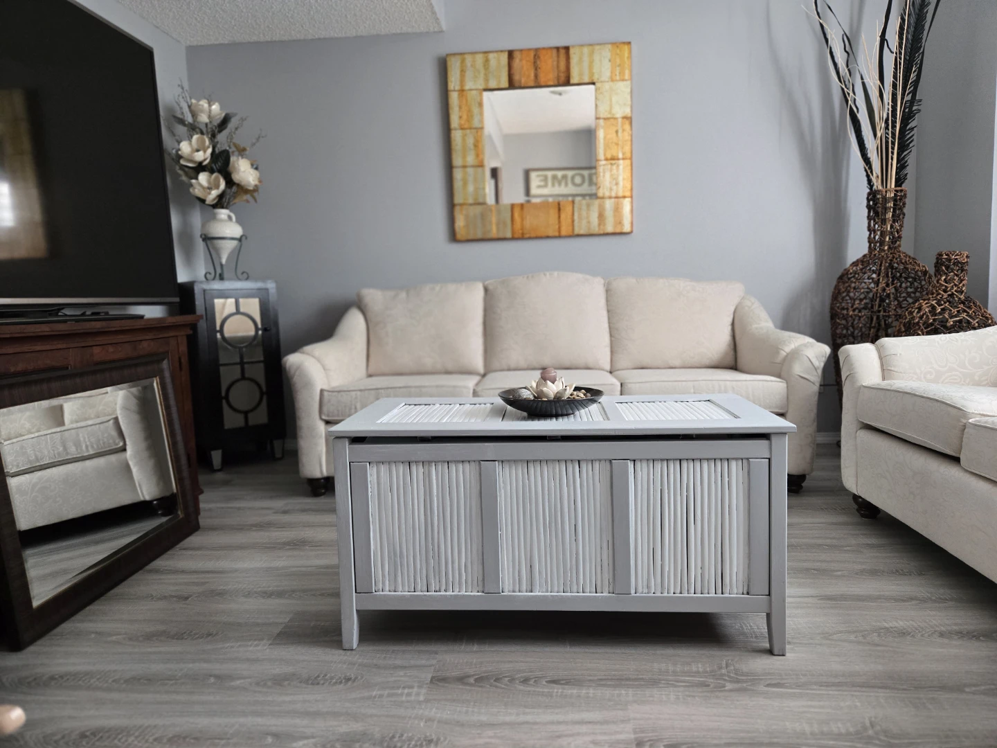 Grey Storage Trunk Coffee Table