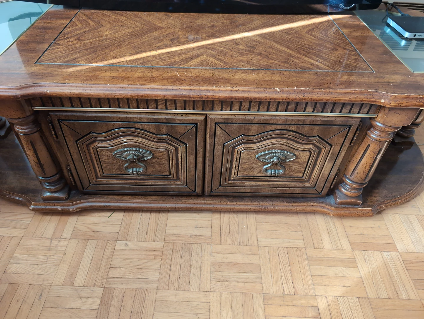 Vintage Wooden TV Table with Storage