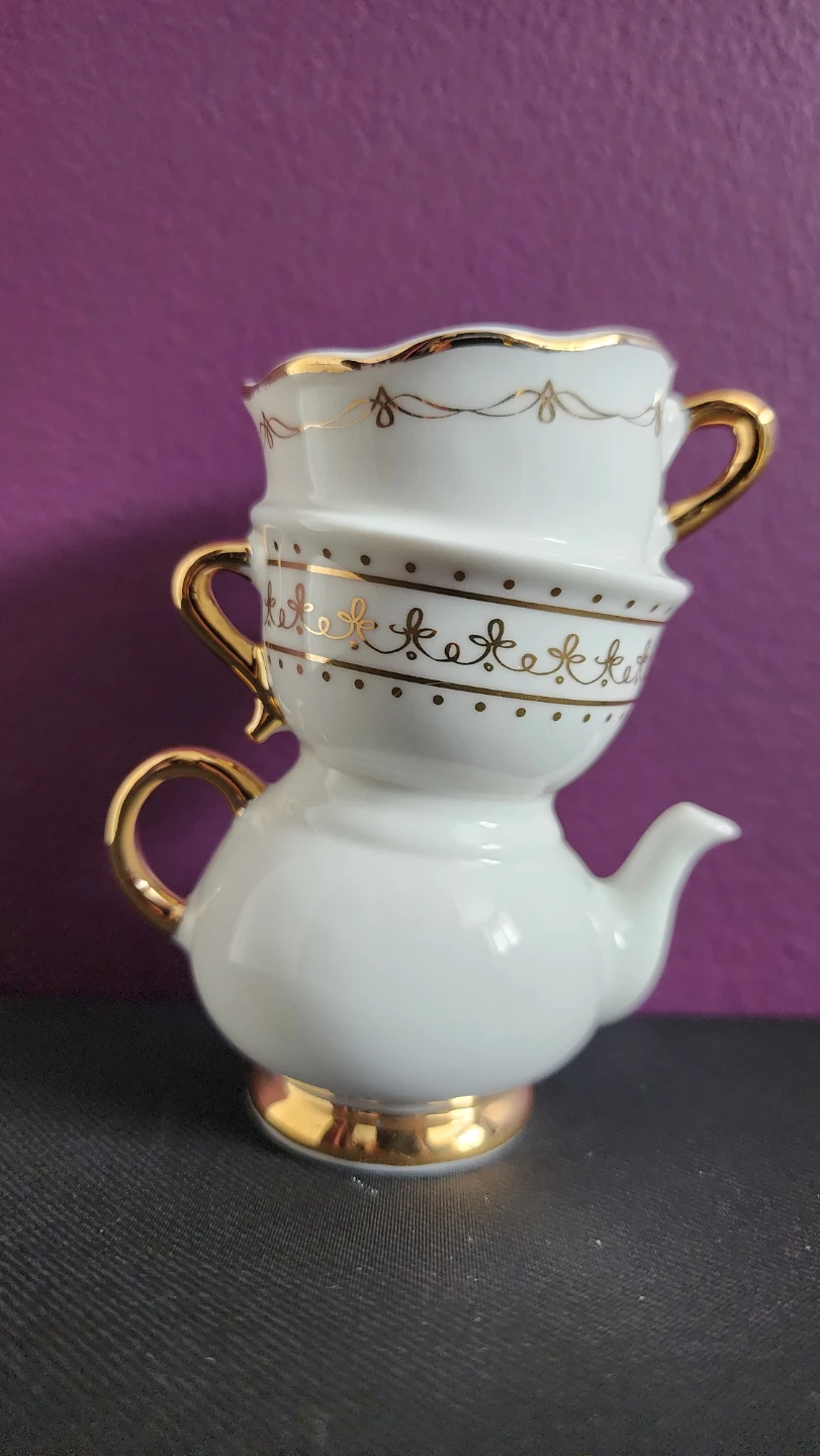 Kate Aspen White & Gold Teapot ceramic bud vase - photo 5