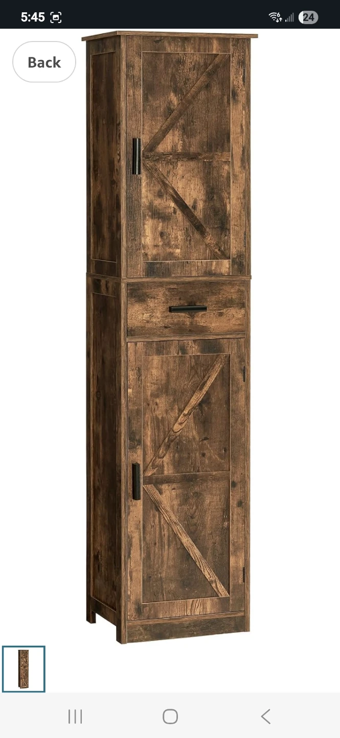 Rustic Brown Tall Storage Cabinet with Drawer