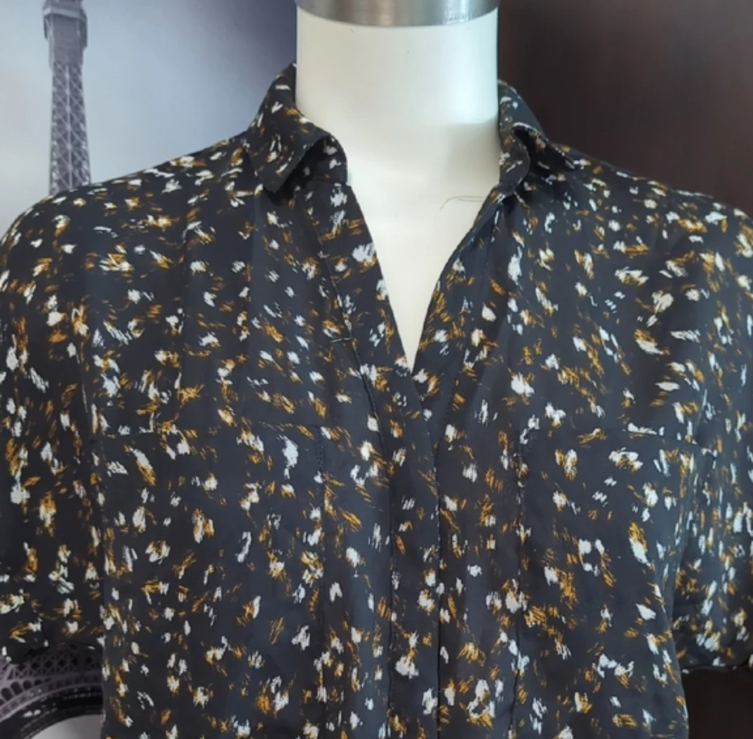 Black Printed Shirt Dress with Drawstring Waist - photo 2