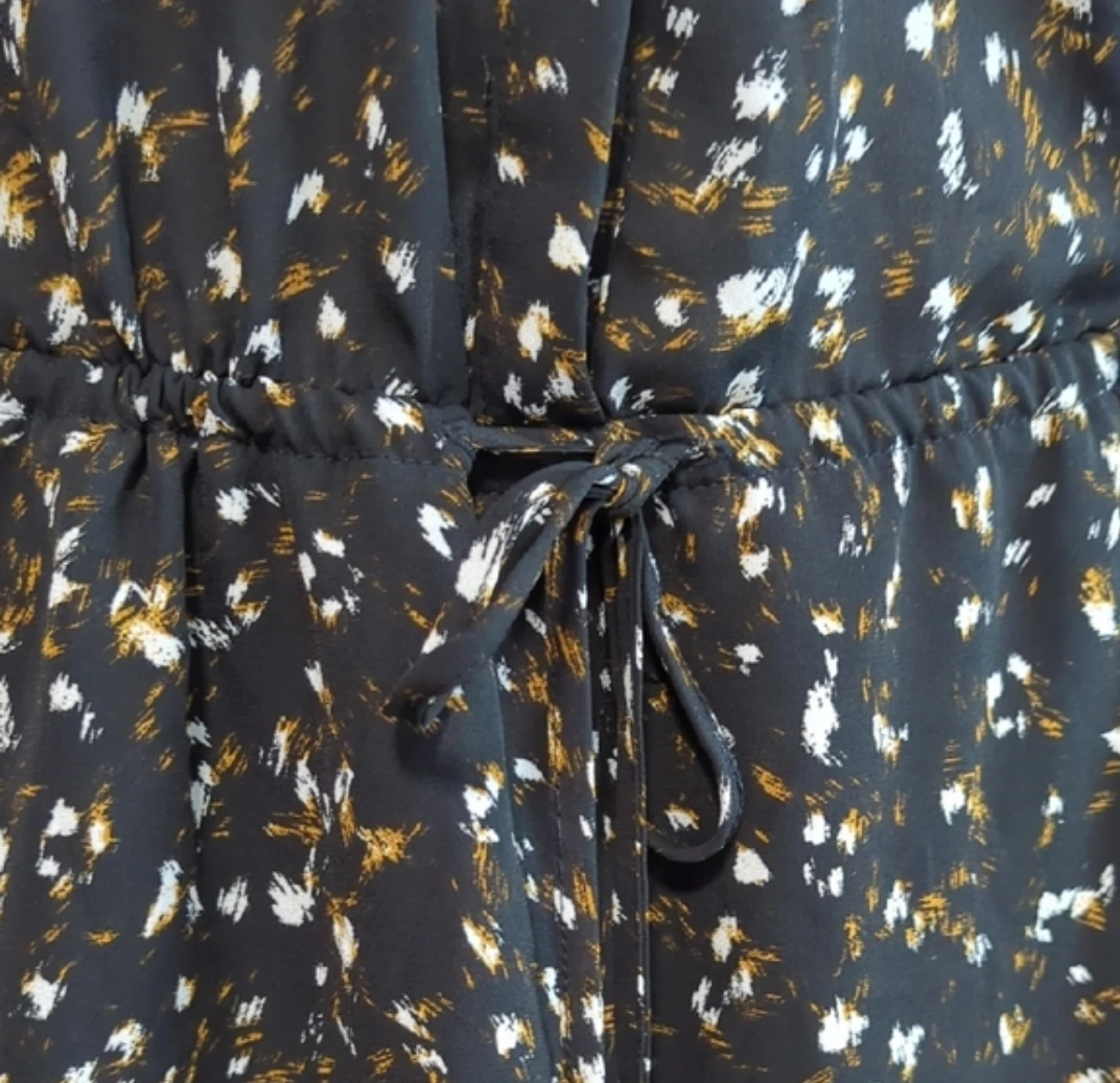 Black Printed Shirt Dress with Drawstring Waist - photo 3