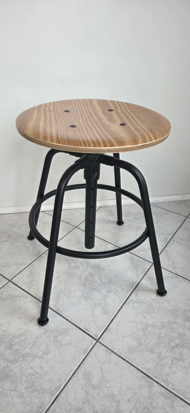 Adjustable Stool with Wooden Seat - photo 2