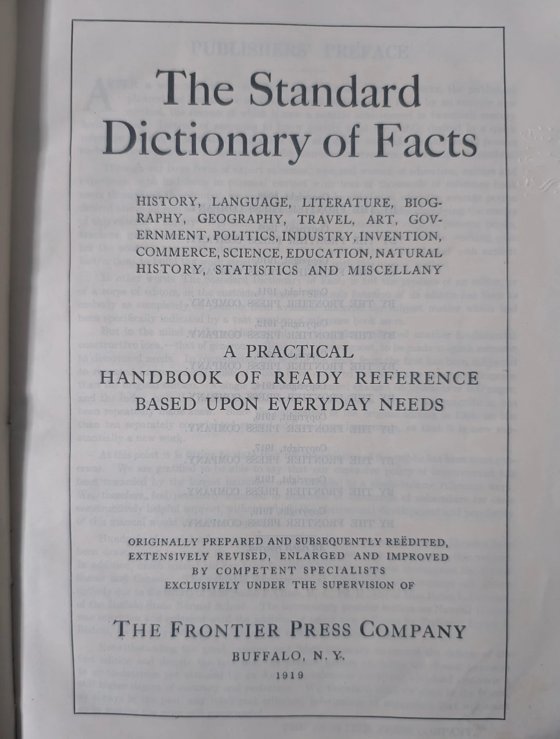 Antiquarian Standard Dictionary Of Facts, 1919. - photo 2