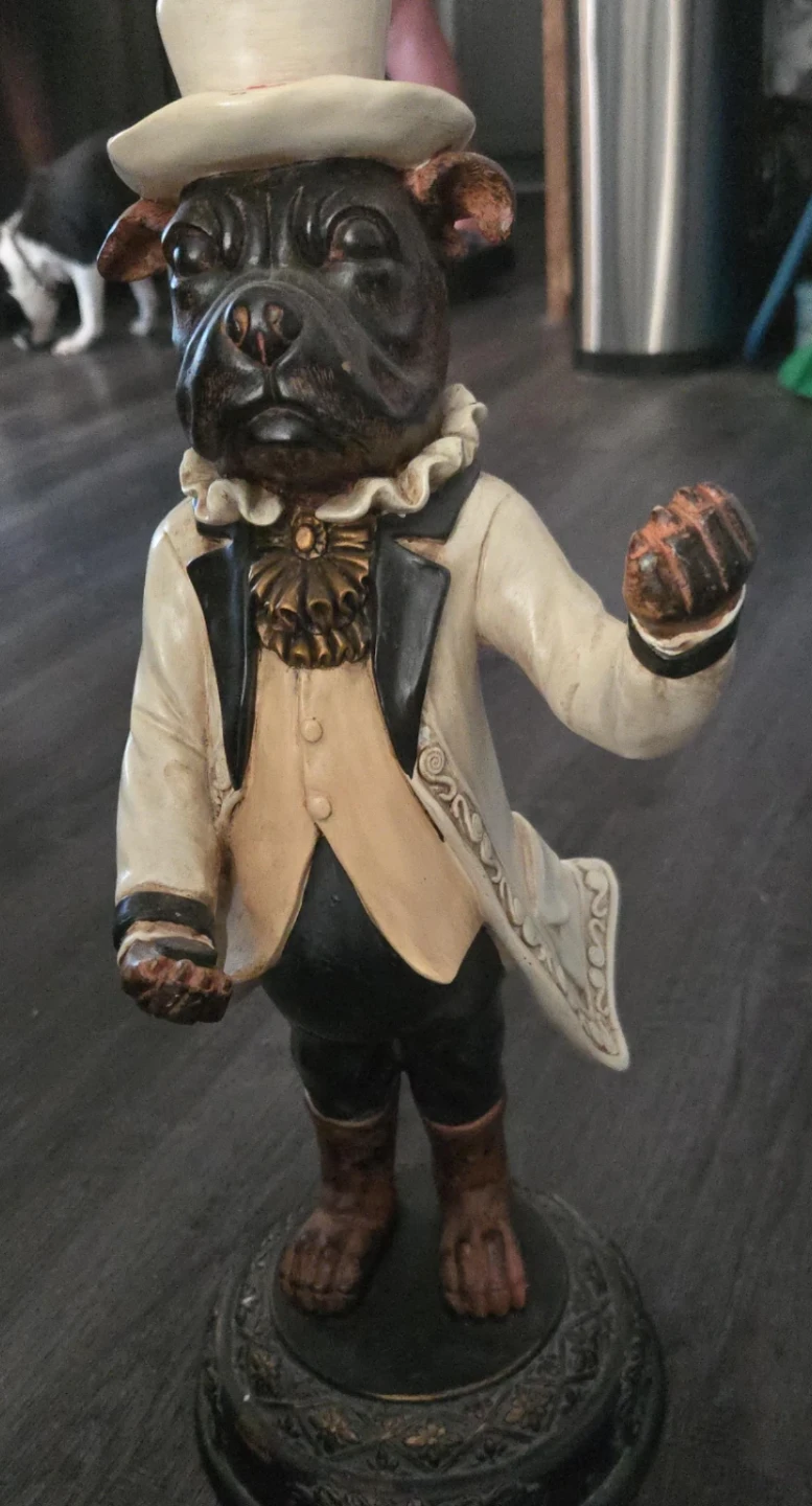 Vintage Style Pug Dog Figurine Bottle Holder