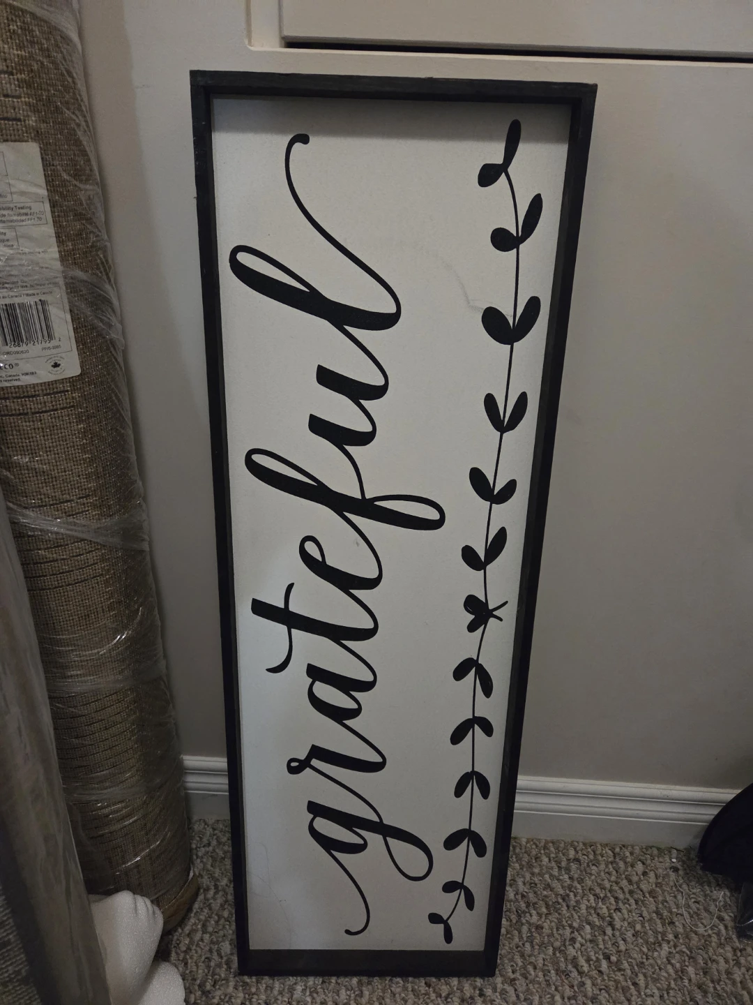 Wooden Framed "Grateful" Wall Art