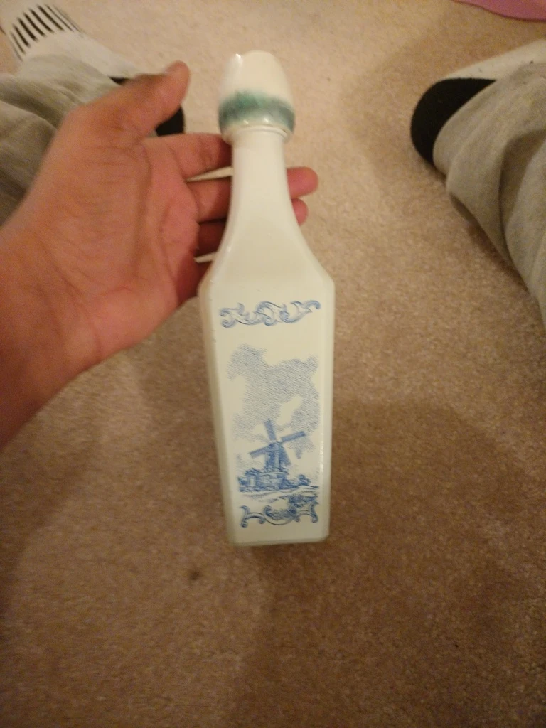Vintage Decorative Bottle with Windmill Design