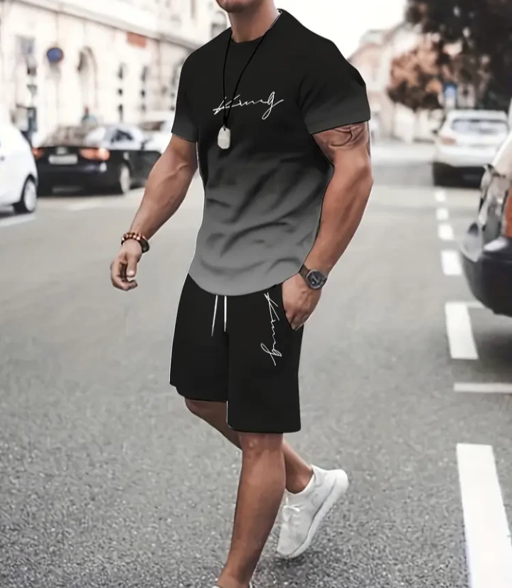 Brand New Men's Short Sleeve T-Shirt and Shorts Set. Large size🏆 - photo 2