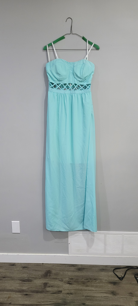 Marineblu Light Blue Strapless Maxi Dress Size M