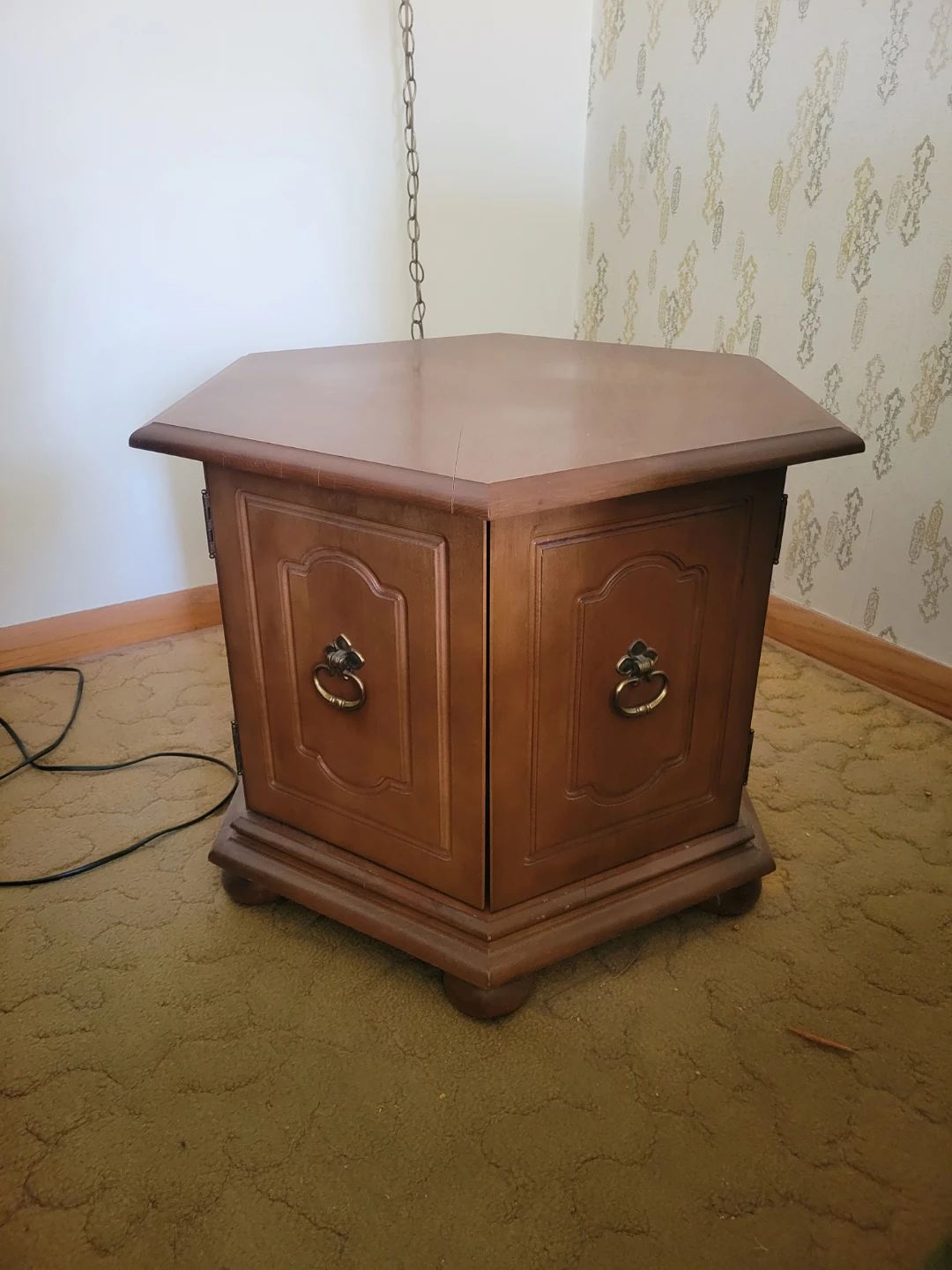 Vintage Wooden End Table with Storage