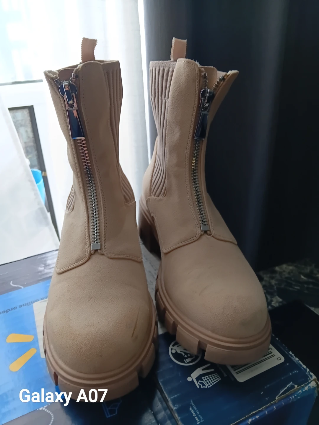 Women's Tan Zip-Front Ankle Boots