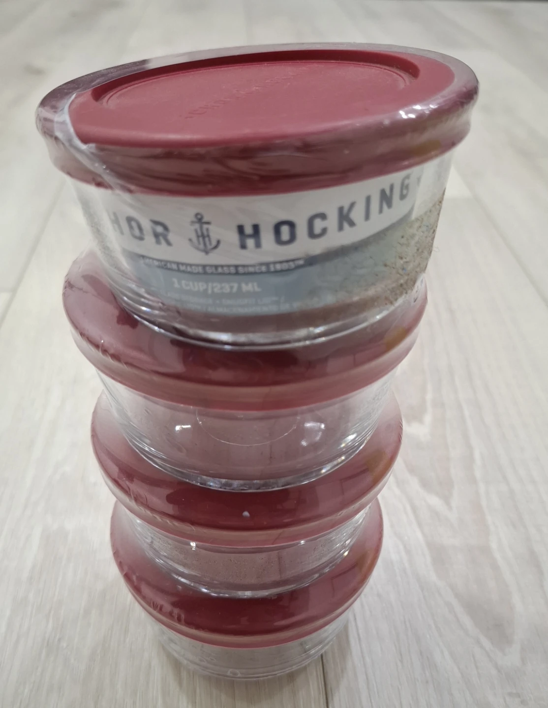New | Anchor Hocking Glass Food Storage Containers Set (3) 1 Cup