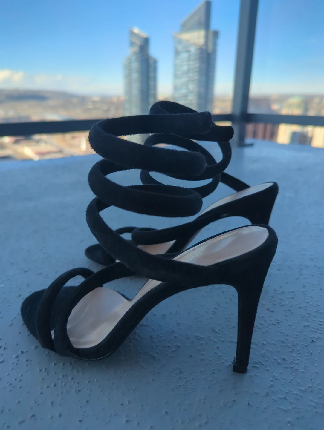 Black Suede Spiral Heels by RAYE - photo 5