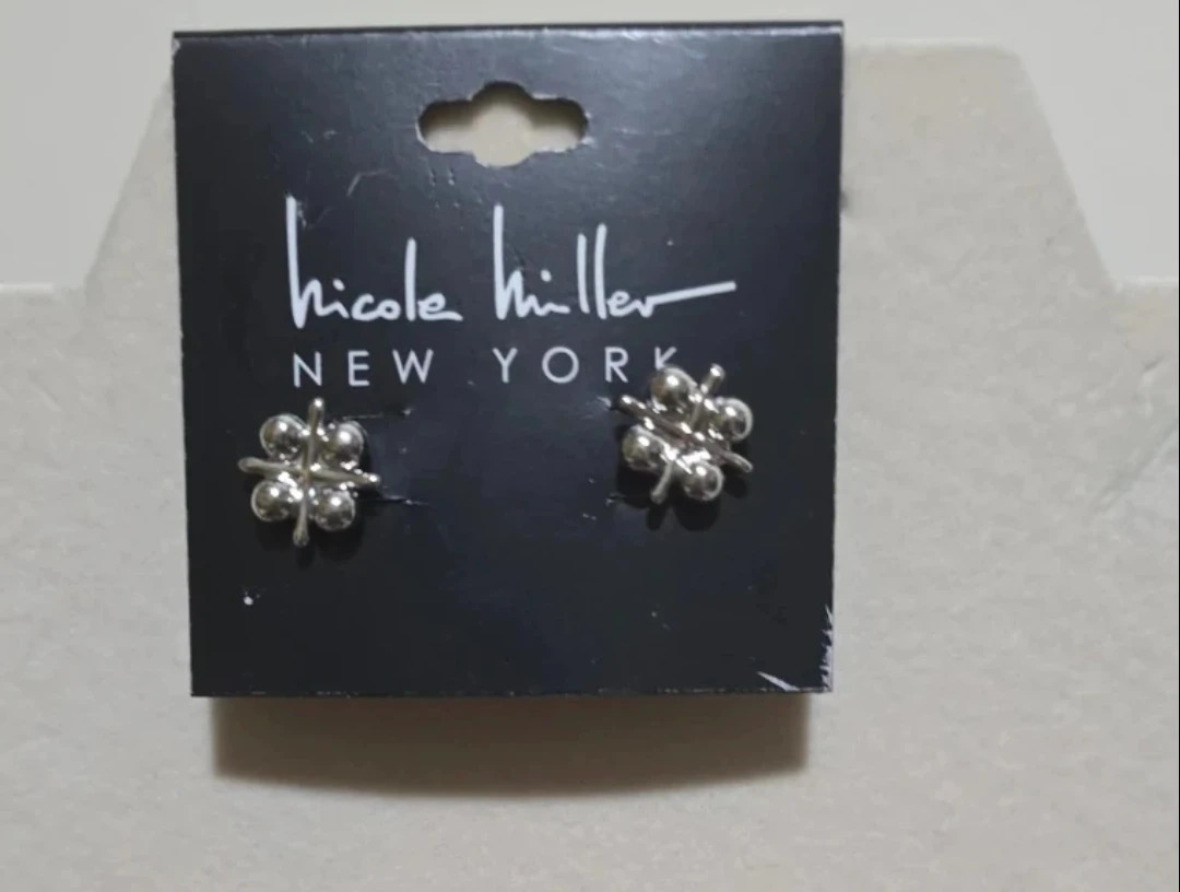 Nicole Miller New York Silver Tone Flower Stud Earrings