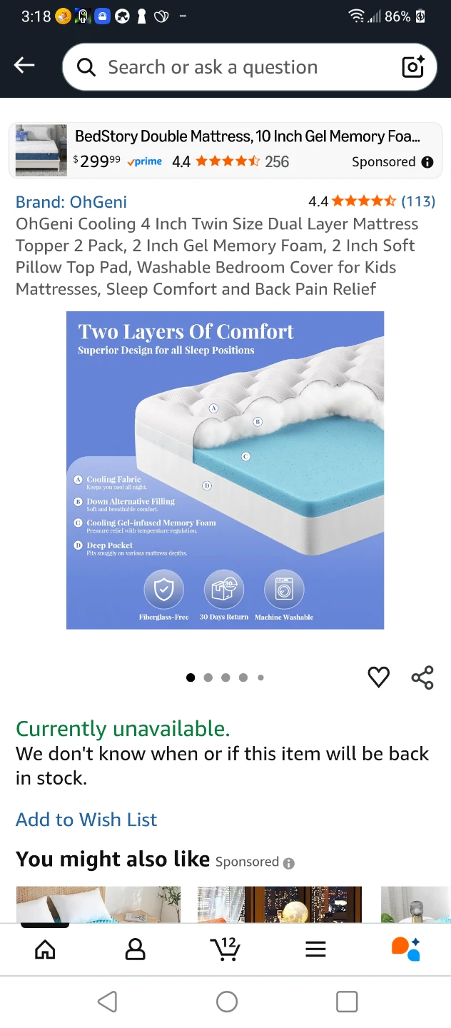 🧡BRAND NEW DUAL LAYER 4 INCH KING SIZE MATTRESS TOPPER - photo 4
