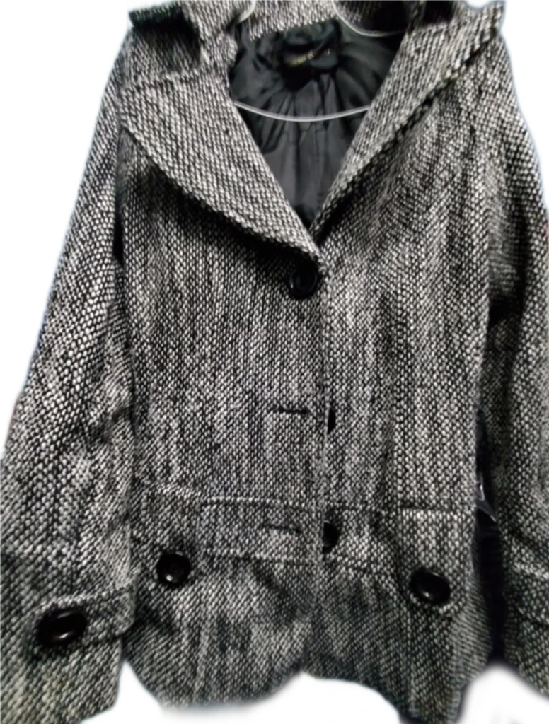 Short grey houndstooth peacoat - photo 2