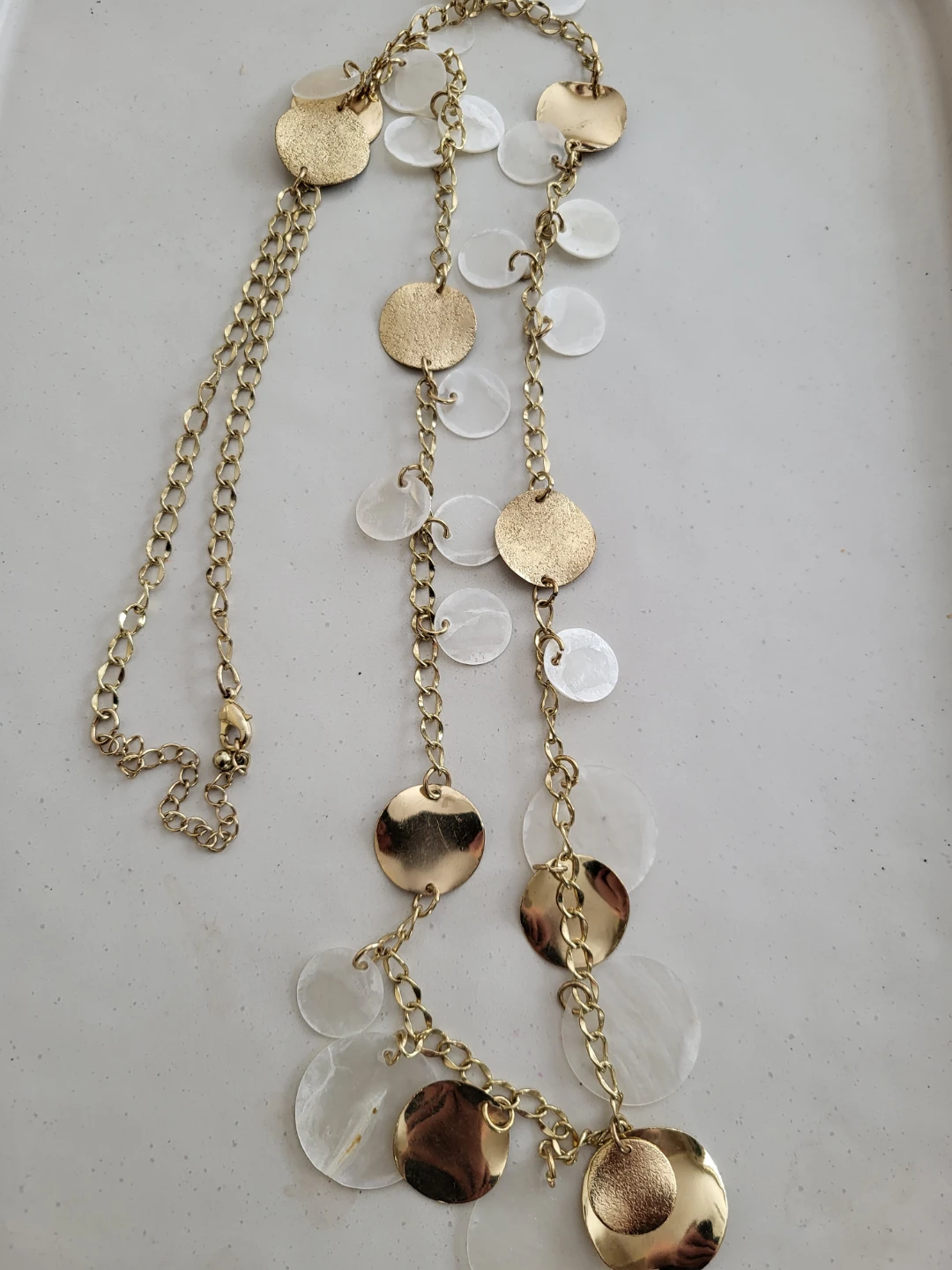 Gold Tone Necklace with Shell Discs
