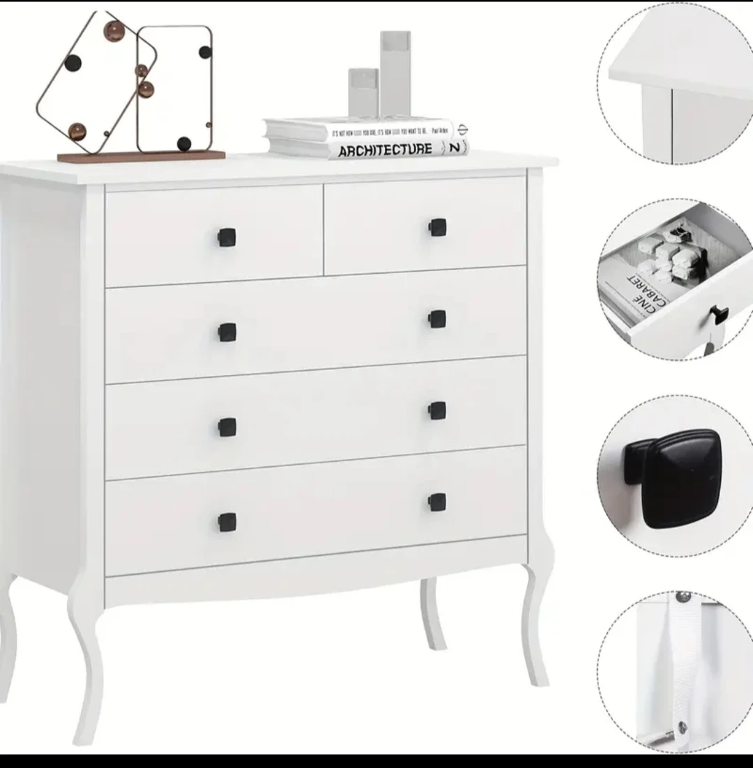 White 5-Drawer Chest - photo 3