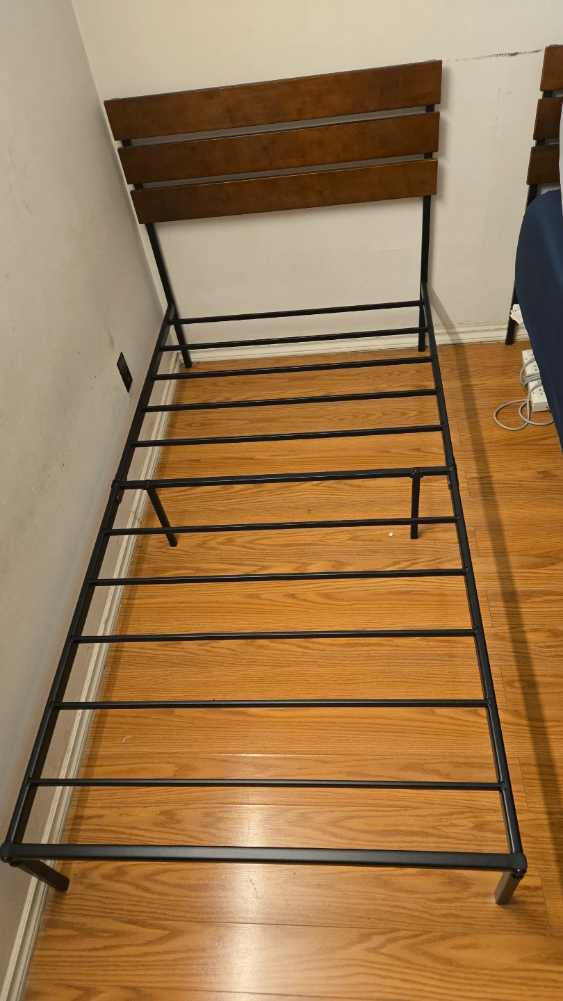 Metal Bed Frame with Wooden Headboard - photo 3