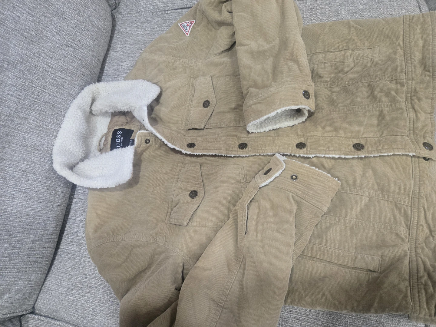Guess Corduroy Sherpa Lined Trucker Jacket Size M - photo 5