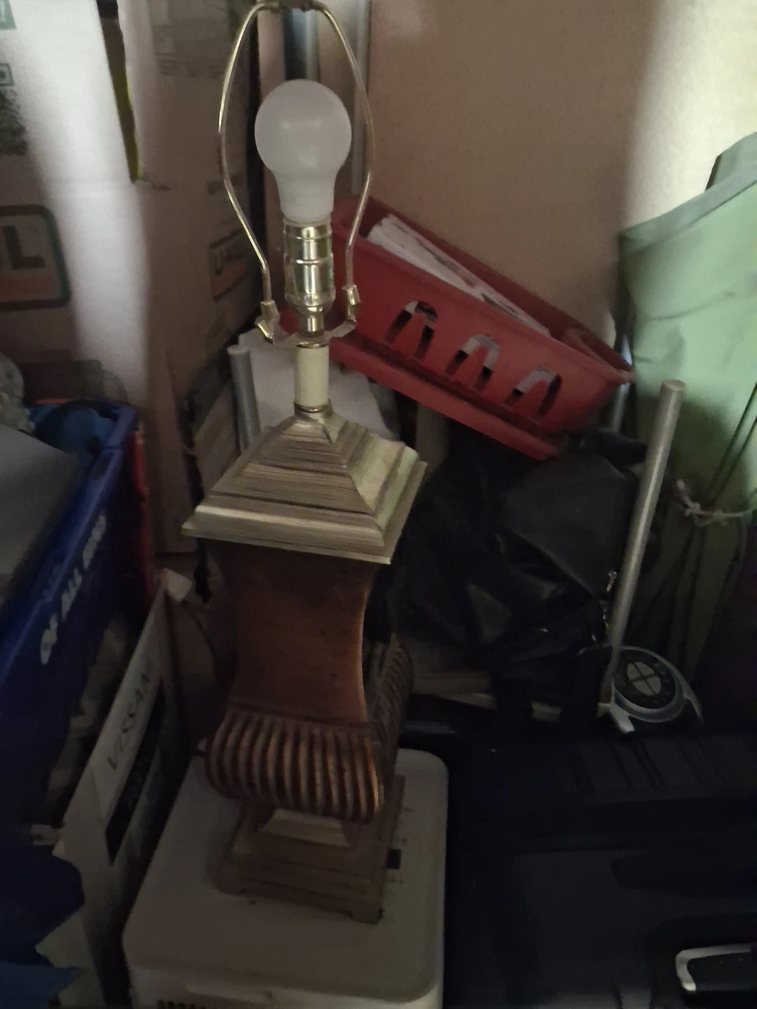 Vintage Wood Accent Table Lamp with Bulb