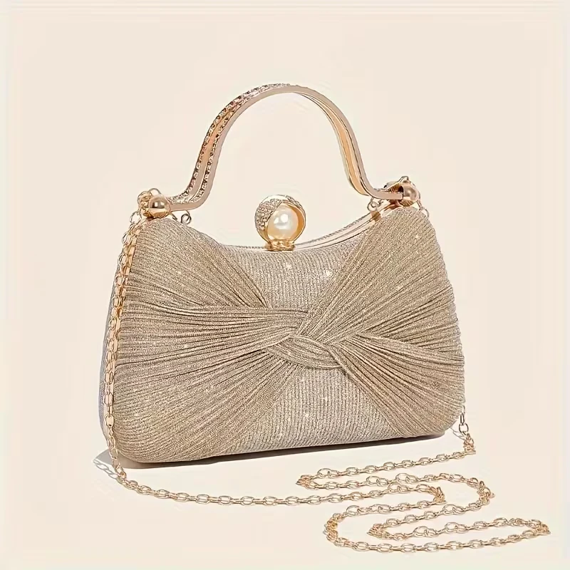Sparkly Gold Evening Clutch Handbag New